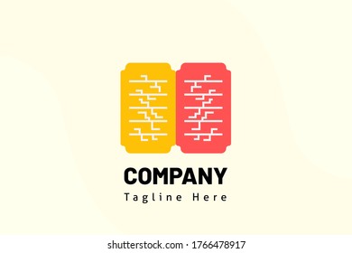 brain book illustration template education logo for school, e-learning, class online, class, club study, study, library, learning.