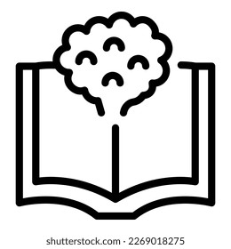 Brain book learn icon outline vector. Children school. Classroom genius