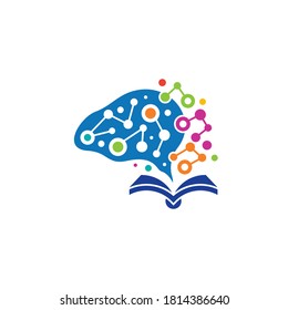 Brain And Book Logo Concept. Modern Education Science Logo Template