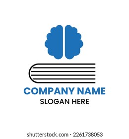 Design des Brain-Book-Logos mit Vorlage für das Buch- und Gehirnsymbol