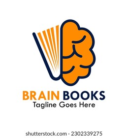 Ilustración del logotipo de diseño de libros de cerebro