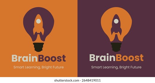 Logotipo Brain Boost com laranja e roxo