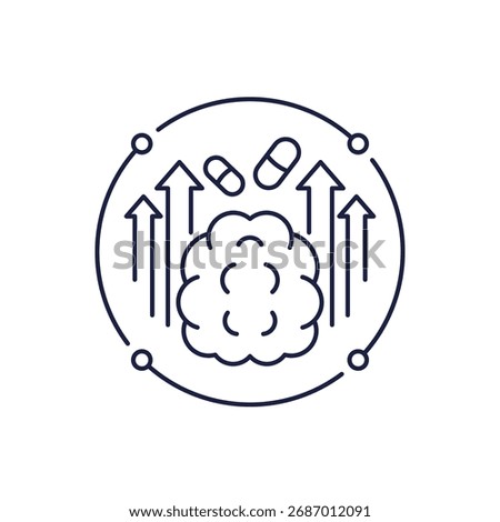 brain booster line icon with pills