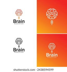 Brain Booster Logo Design Template - Mind Booster Icon - Increase Knowledge and brain storm