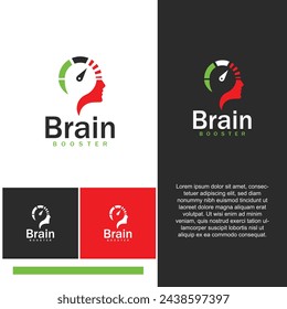 Brain Booster Logo Design Template - Mind Booster,brainstorm,knowledge,inspiration,mental health and ability,accelerate mind