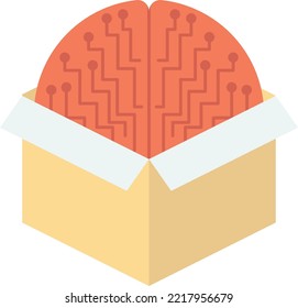 brain in the box illustration in minimal style isolated on background