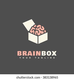 Brain box logo template design. Vector illustration.