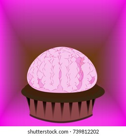 Brain in the box with pink neon light