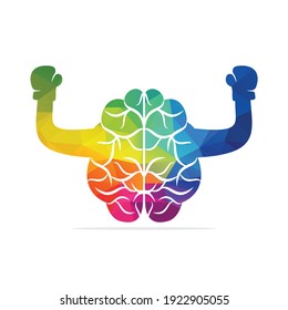 Brain boxing logo concept design. Power brain logo vector design.