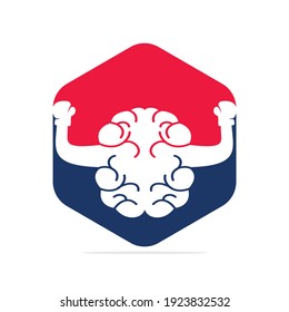 Diseño del logo de boxeo cerebral. Diseño vectorial del logotipo del cerebro de potencia.