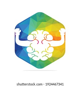 Brain boxing logo concept design. Power brain logo vector design.