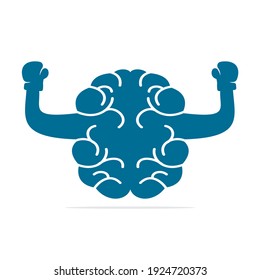Brain boxing logo concept design. Power brain logo vector design.