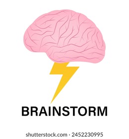 Brain. Brainstorm. Creativity and Thinking Idea Concept. Vector Illustration. 
