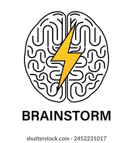 Brain. Brainstorm. Creativity and Thinking Idea Concept. Vector Illustration. 