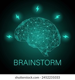 Brain. Brainstorm. Creativity and Thinking Idea Concept. Vector Illustration. 