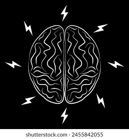 Brain. Brainstorm Logo Symbol. Creativity and Thinking Idea Concept. Vector Illustration. 