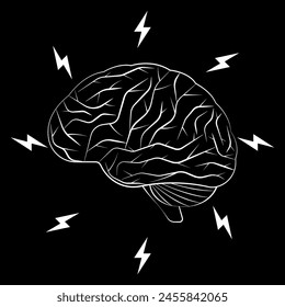 Brain. Brainstorm Logo Symbol. Creativity and Thinking Idea Concept. Vector Illustration. 