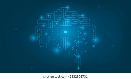Gehirn. Brainstorm denke Idee. Neuronales Netzwerk und Chip. Futuristische moderne Abstrakte. abstraktes Technologiekommunikationskonzept, Vektorhintergrund. Technologie verbindet digitale Daten und Big Data Konzept.