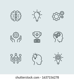 Brain, Brainstorming, Idea, Creativity Line Icon Vector Set