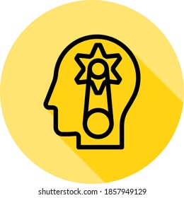 brain, brainstorming, mental process icon long shadow