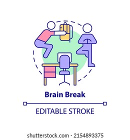 Brain break concept icon. Physical activity for rest. Education trend abstract idea thin line illustration. Isolated outline drawing. Editable stroke. Arial, Myriad Pro-Bold fonts use