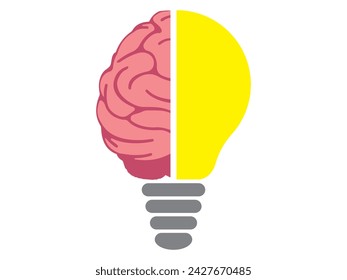 A brain and a bright light bulb concept present people have creative brain
