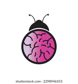Brain Bug Logo Design Vector