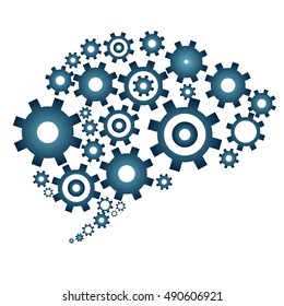 Brain build out of cogs and gears vector illustration
