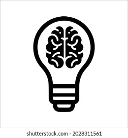 Brain, bulb, creativity icon. Black vector design.