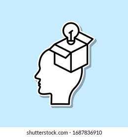Brain, bulb, gift sticker icon. Simple thin line, outline vector of Creative thinking icons for ui and ux, website or mobile application