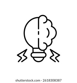 brain bulb icon with line style isolated on white background, eps file and easy to edit and change color.