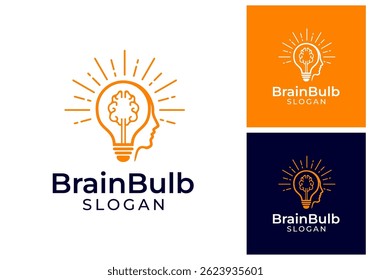 Brain Bulb Icon Logo Design Vector