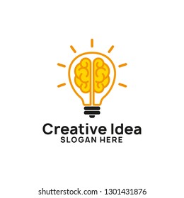 brain bulb icon symbol design. creative idea logo designs template