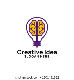 brain bulb icon symbol design. creative idea logo designs template