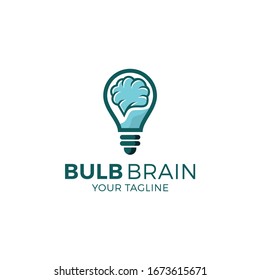 diseño de símbolos de icono de la bombilla cerebral. plantilla de diseños de logotipos de ideas creativas