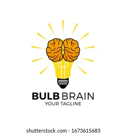 diseño de símbolos de icono de la bombilla cerebral. plantilla de diseños de logotipos de ideas creativas