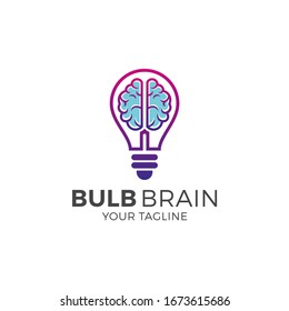 Brain Bulb Icon Symbol Design. Creative Idea Logo Designs Template