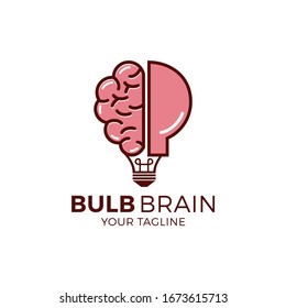 diseño de símbolos de icono de la bombilla cerebral. plantilla de diseños de logotipos de ideas creativas