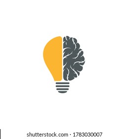 Symboldesign des Gehirnleuchtstoffes. Vorlage für Logo-Designs für kreative Ideen