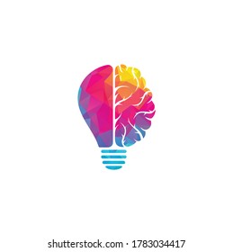 Brain bulb icon symbol design. creative idea logo designs template