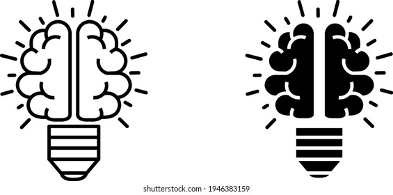 Brain bulb icon , vector