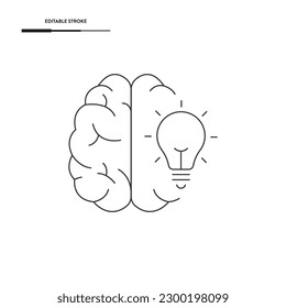 Diseño De Vectores De Icono Cerebro Y Bombilla.