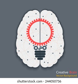 Brain with bulb. Idea concept. Eps10 vector for your design