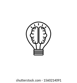 brain in bulb idea icon line style illustration