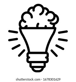 Brain bulb idea icon. Outline brain bulb idea vector icon for web design isolated on white background