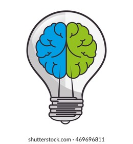 brain bulb idea ingenious light bright organ human vector illustration isolated