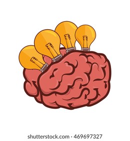 brain bulb idea ingenious light bright organ human vector illustration isolated