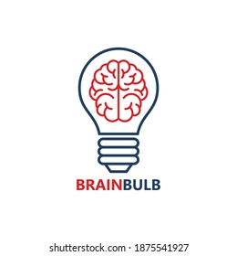 Brain bulb idea logo template design