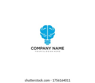 brain bulb lamp logo smart idea vector download