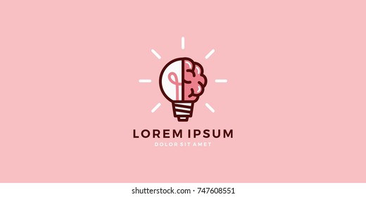 Brain Bulb Lamp Logo Smart Idea Vector Download